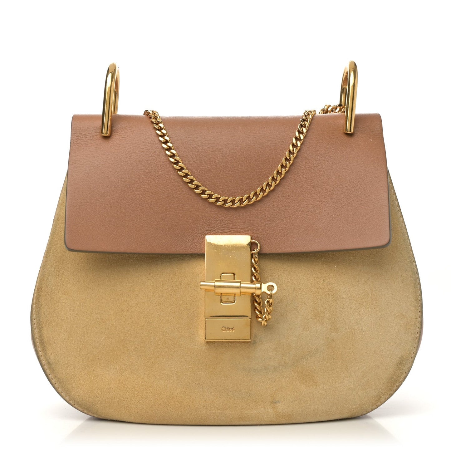 Suede Smooth Calfskin Drew Shoulder Bag Milky Coffee