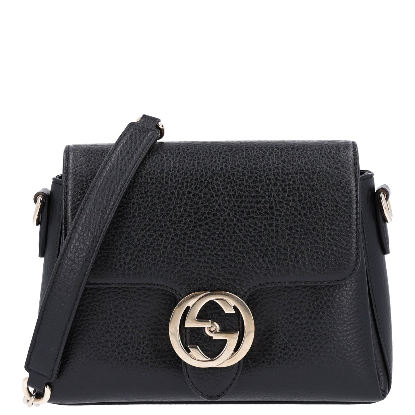 Dollar Calfskin Interlocking G Crossbody Bag Black