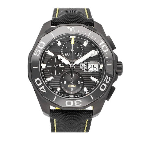 Tag Heuer Aquaracer Chronograph PVD Black Dial Black Nylon Strap Watch for Men - CAY218A.FC6361