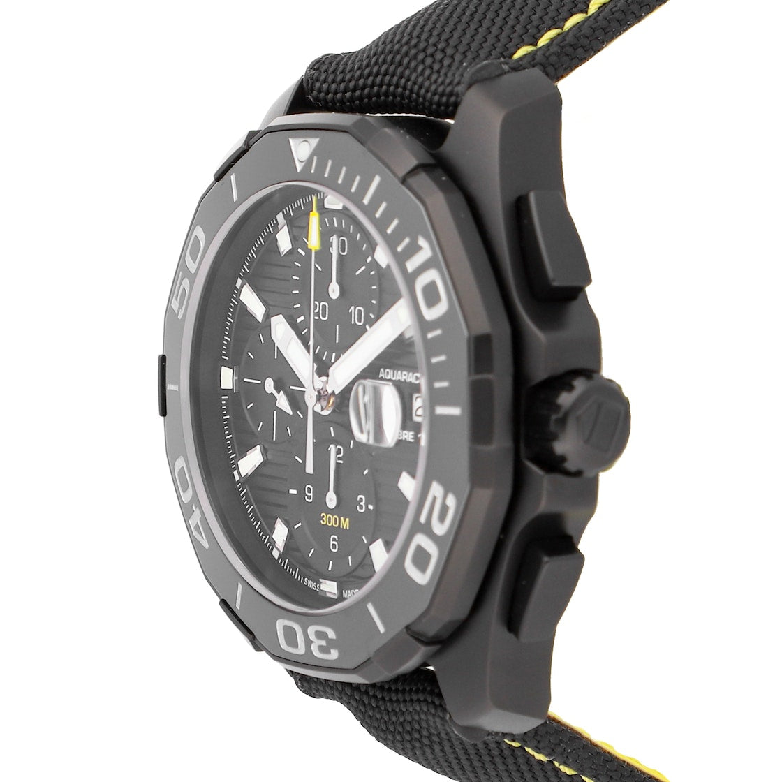 Tag Heuer Aquaracer Chronograph PVD Black Dial Black Nylon Strap Watch for Men - CAY218A.FC6361