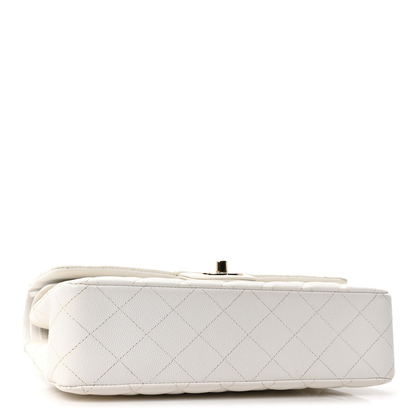 Caviar Quilted Medium Double Flap White