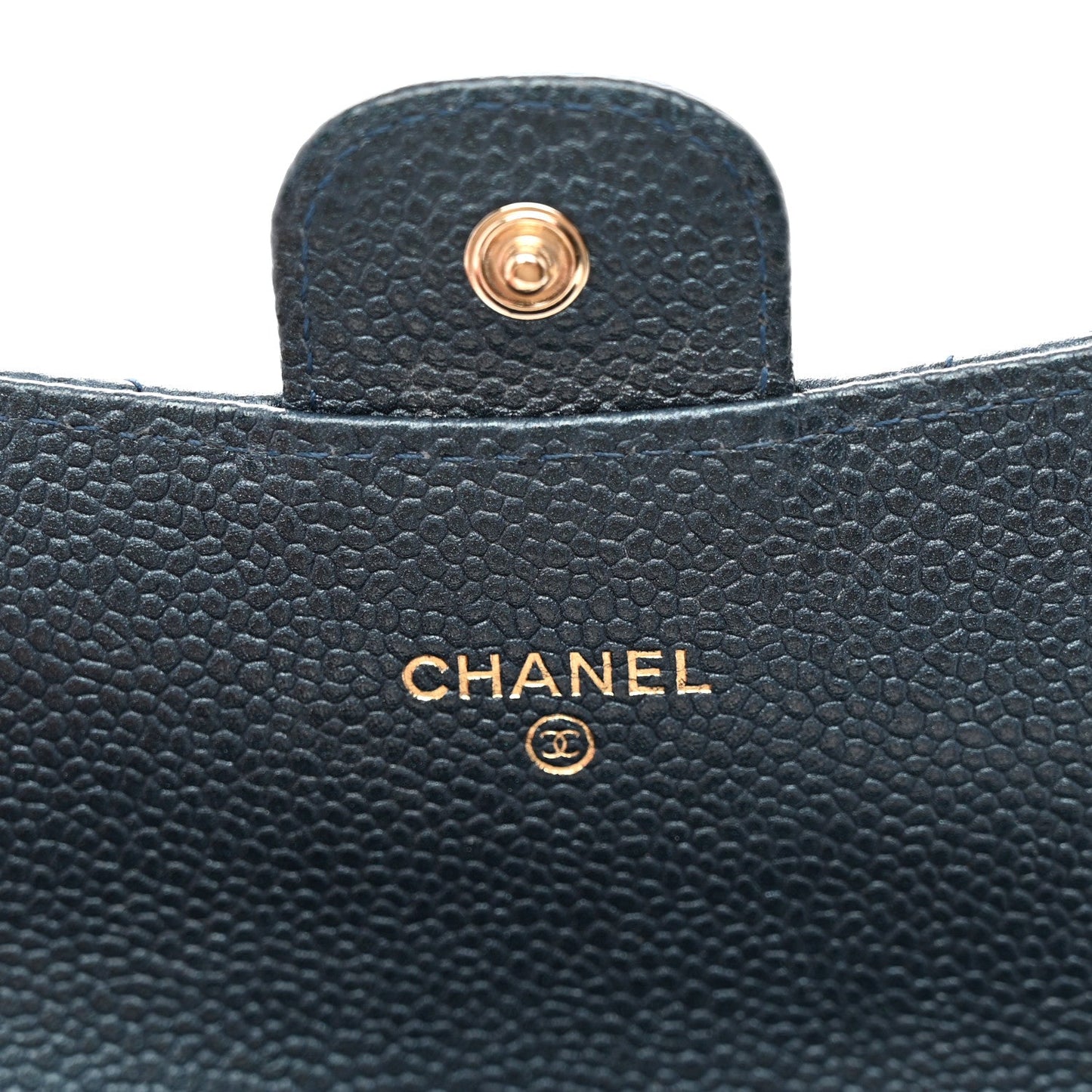 Iridescent Caviar Quilted Large Gusset Flap Wallet Dark Blue