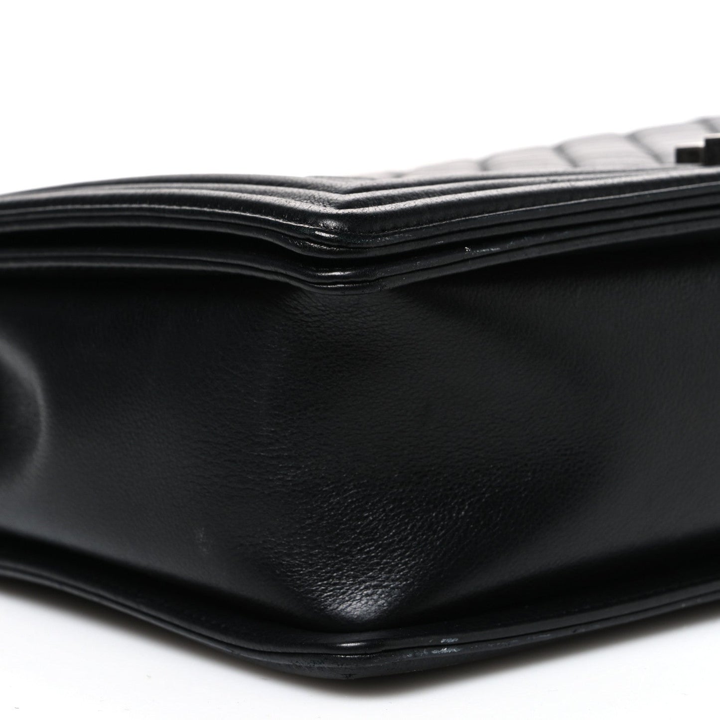 Calfskin Quilted Large Boy Flap Black