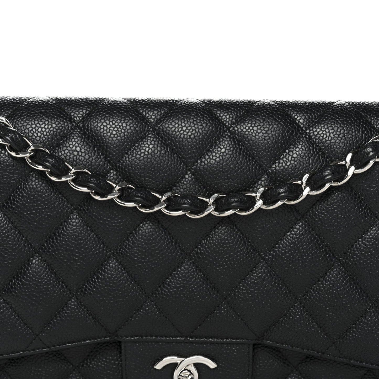 Caviar Quilted Jumbo Double Flap Black