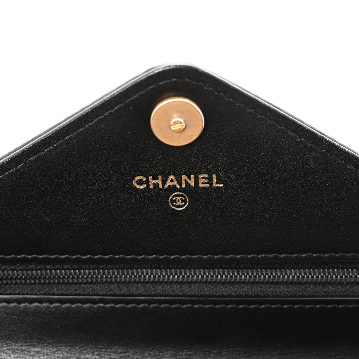 Calfskin Elaphe Double Chevron Mini Wallet On Chain WOC Black Black