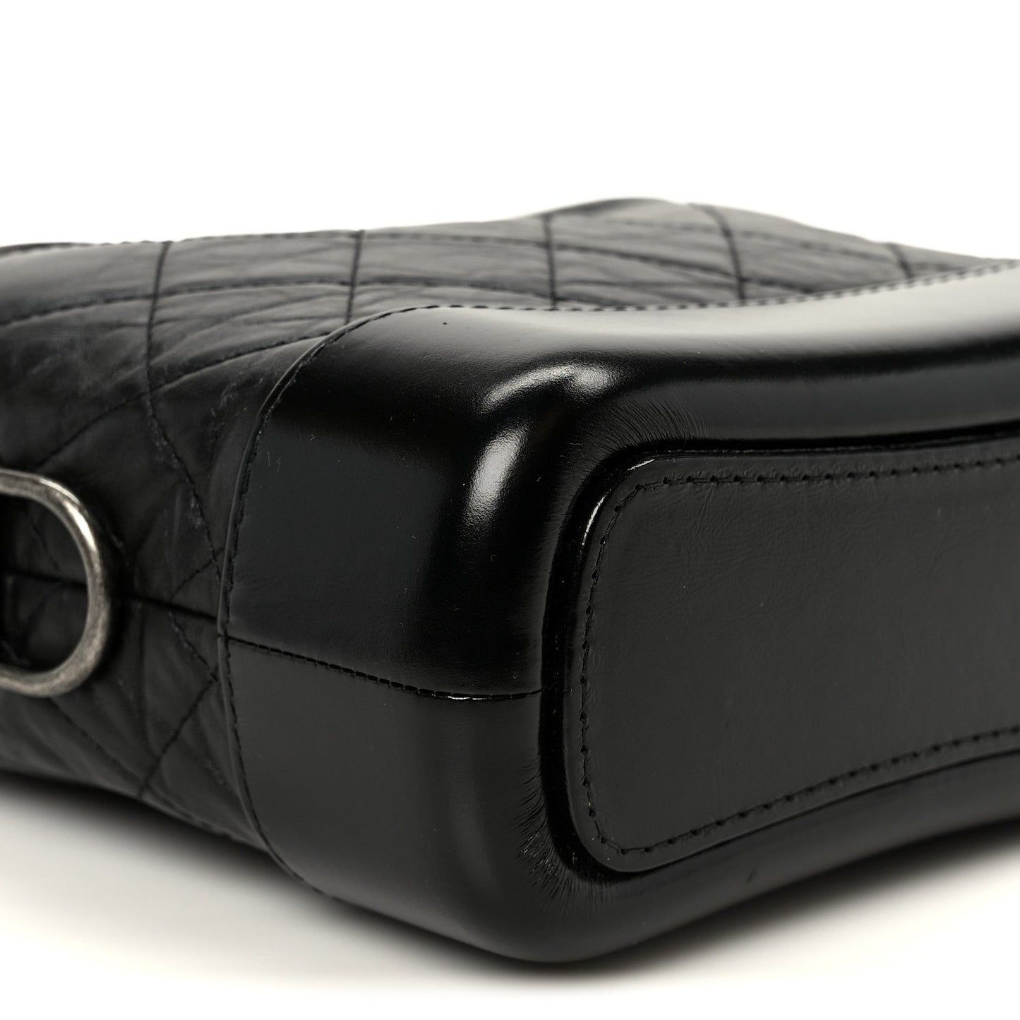 Aged Calfskin Quilted Small Gabrielle Hobo Black