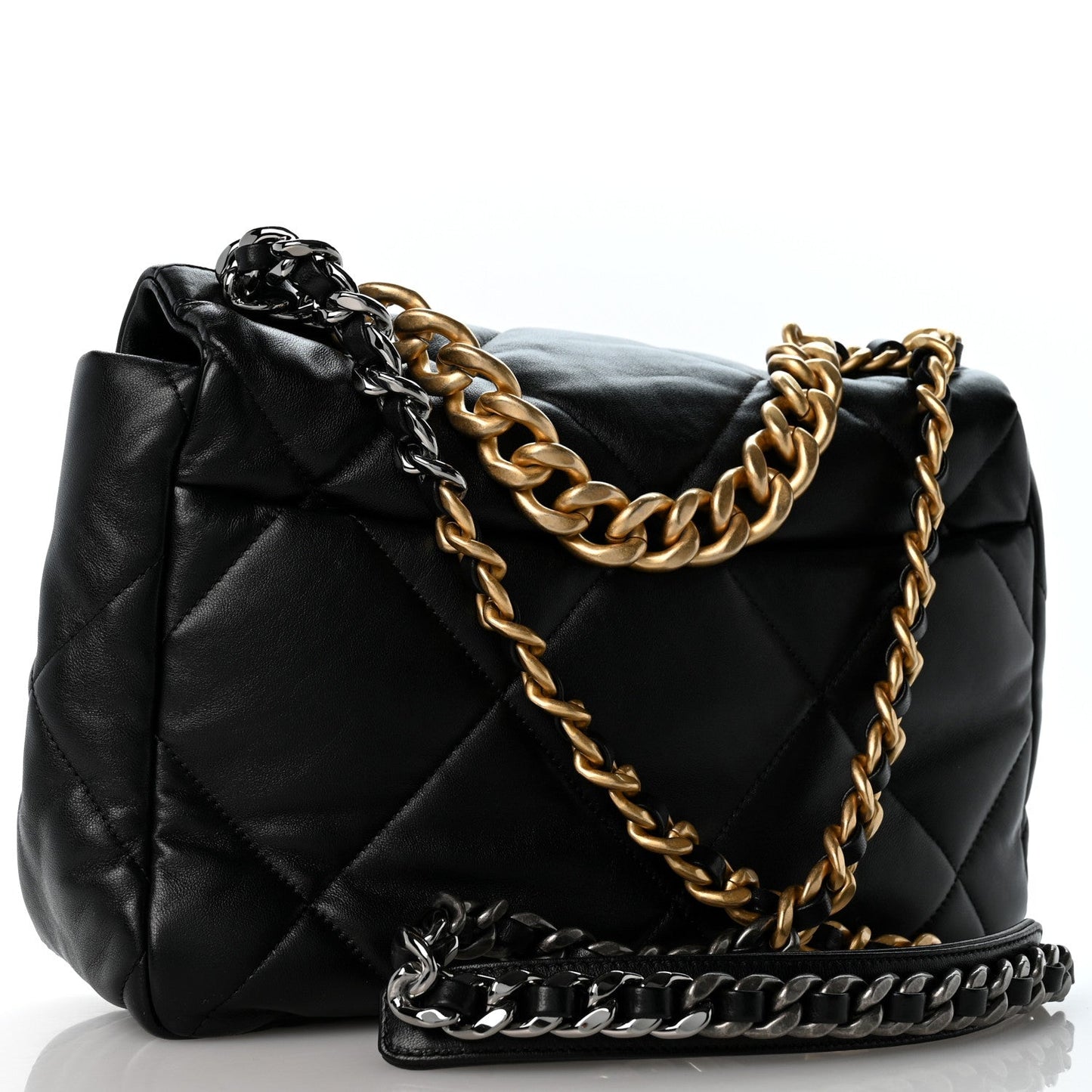 Lambskin  Quilted Large Chanel 19 Flap Black