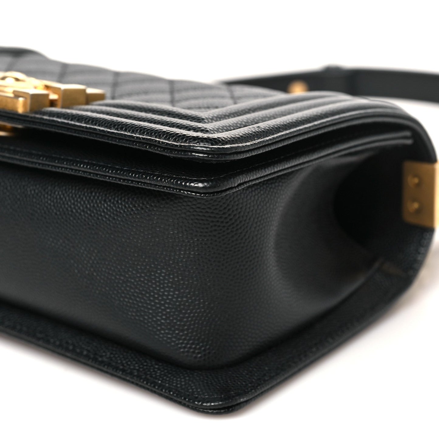 Caviar Quilted Small Boy Flap Black