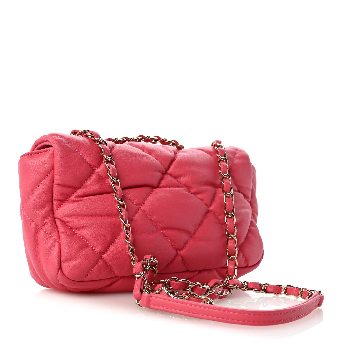 Calfskin Quilted Medium Bubbly Flap Pink