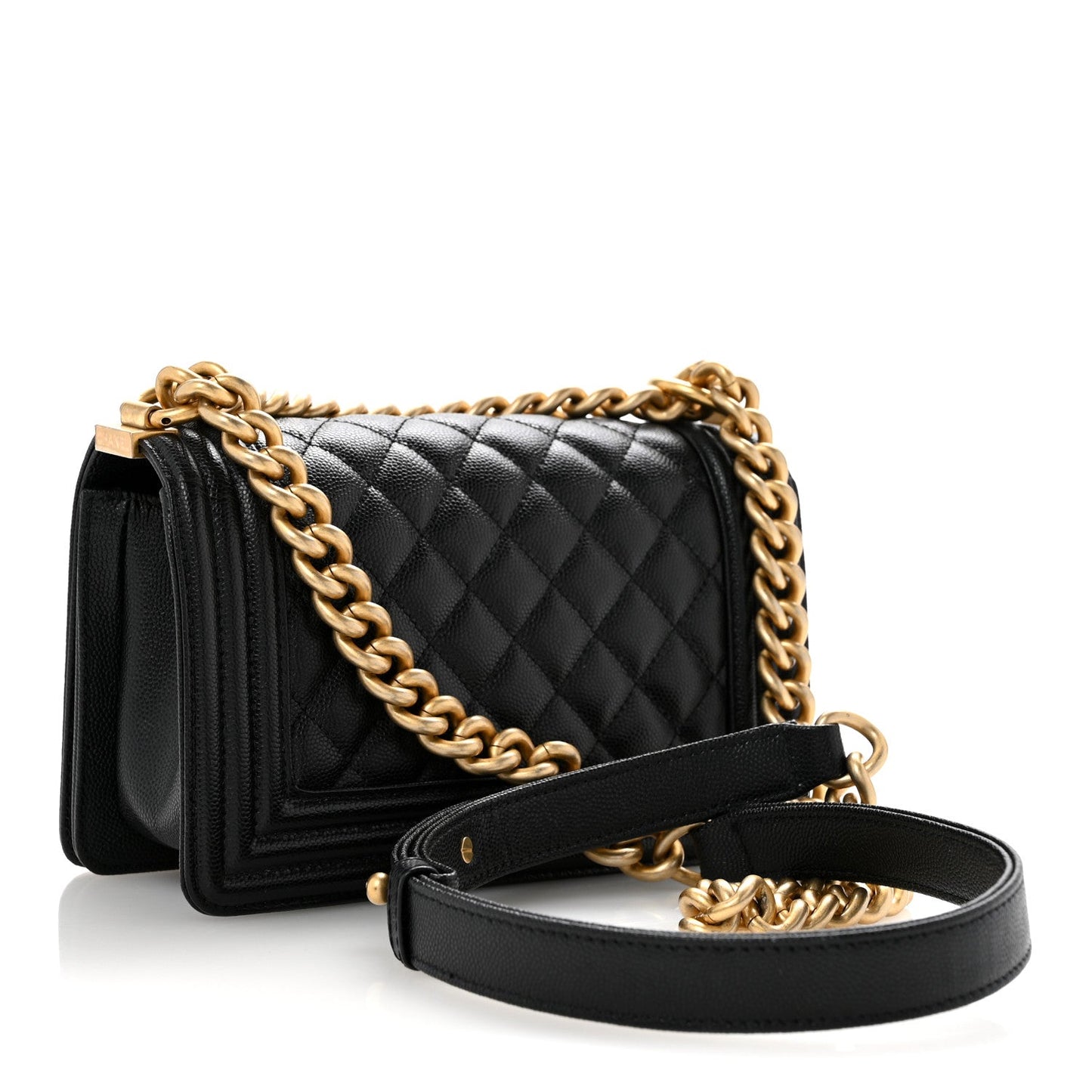 Caviar Quilted Small Boy Flap Black