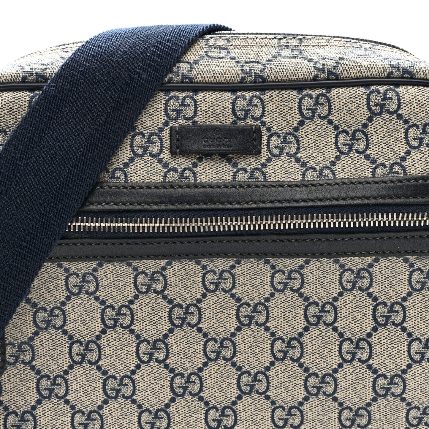 GG Plus Monogram Selleria Calfskin Medium Messenger Bag Beige Blue