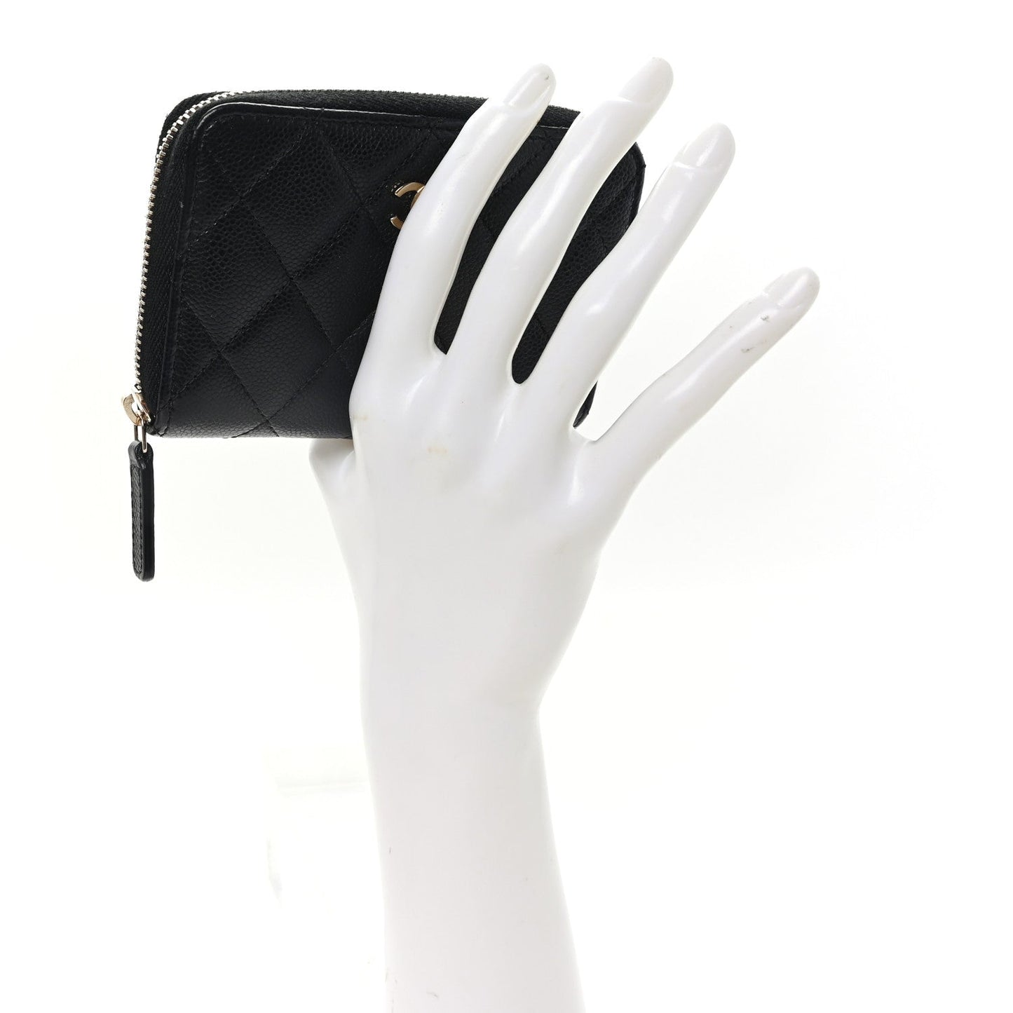 Caviar Quilted Zip Coin Purse Black