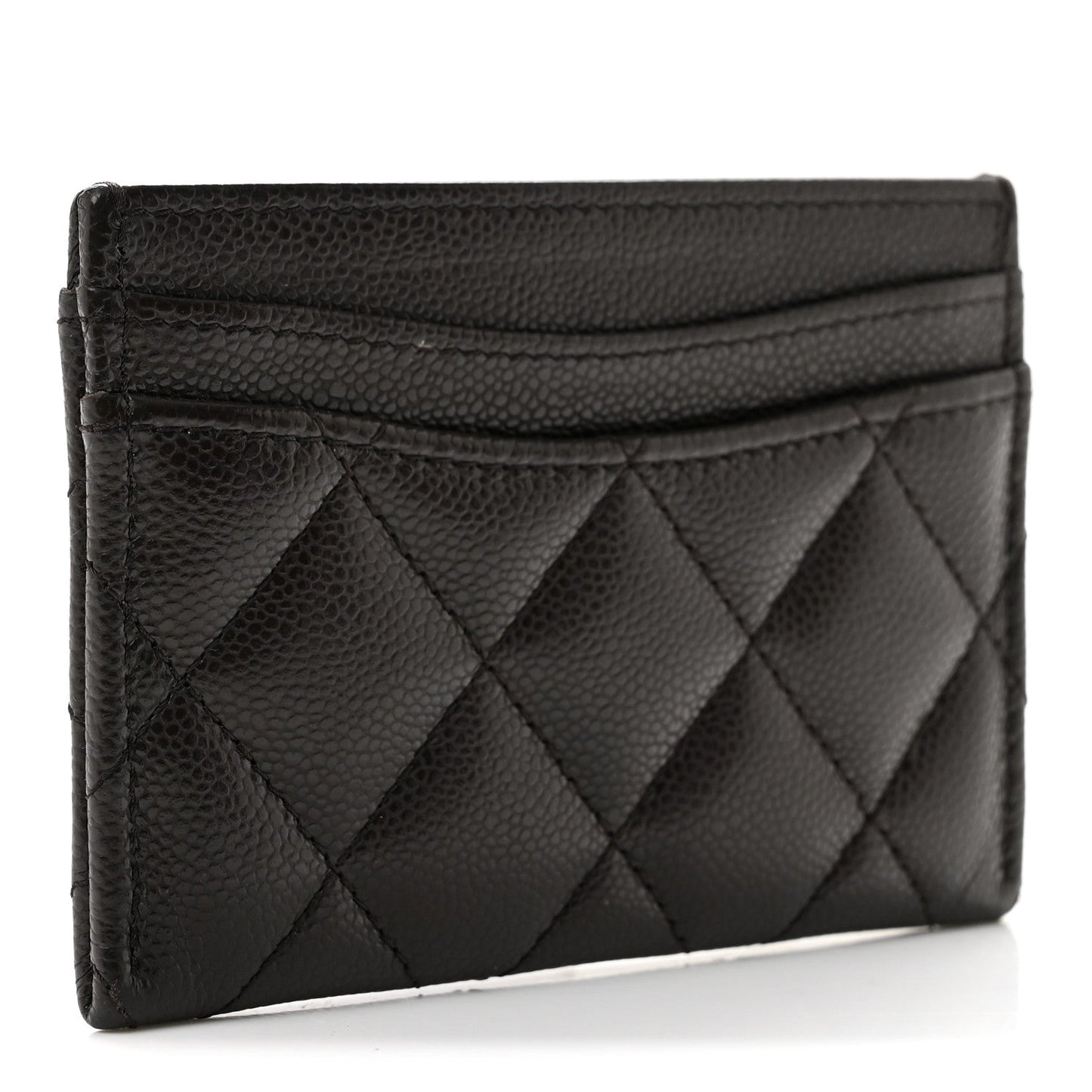 Caviar Quilted Card Holder Dark Brown
