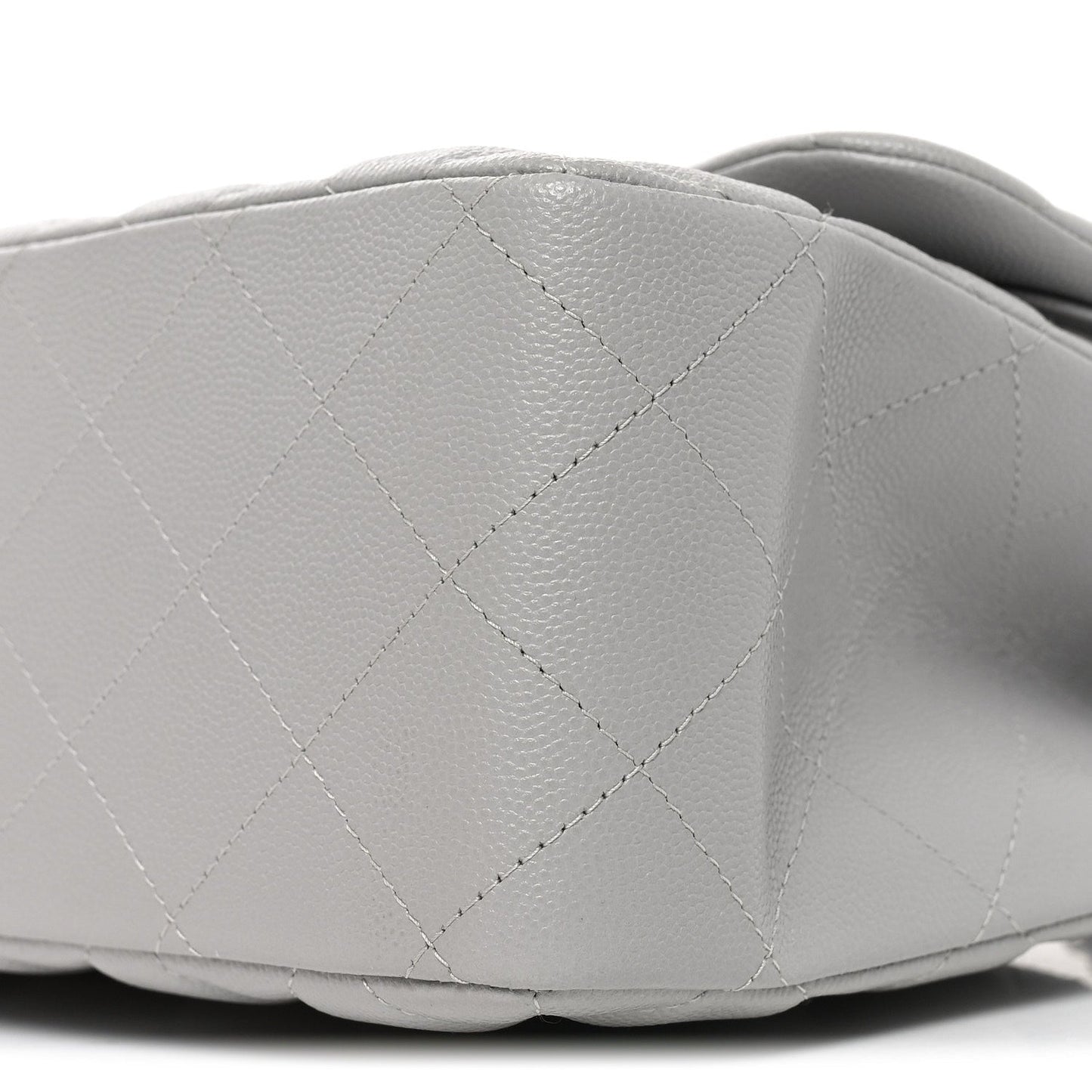 Caviar Quilted Jumbo Double Flap Grey
