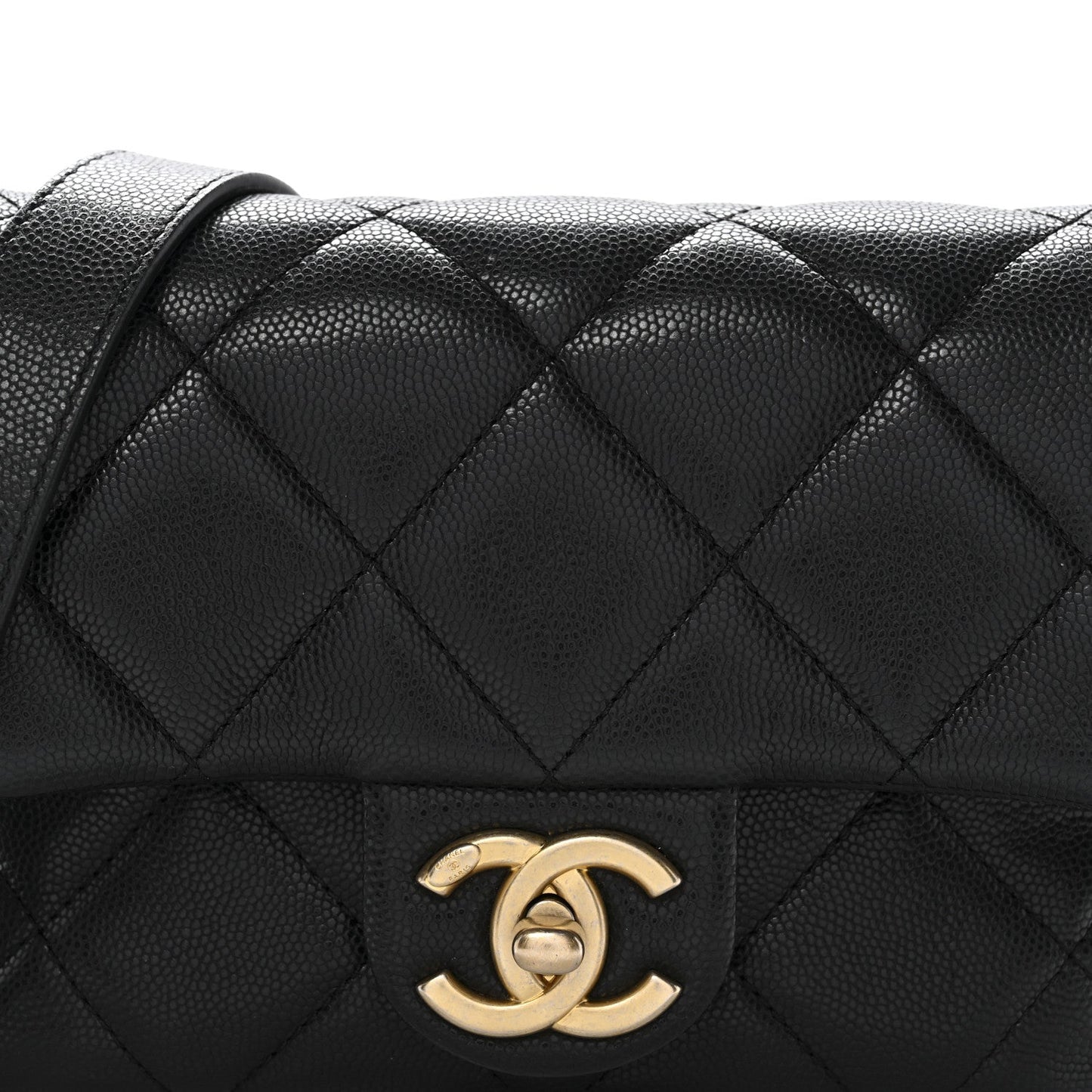 Caviar Quilted Mini Twist Your Buttons Flap Black