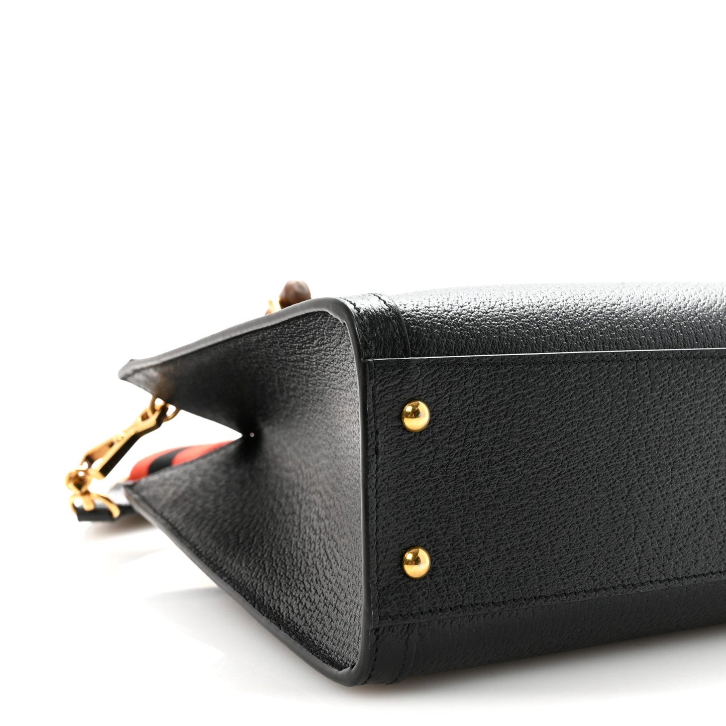Textured Dollar Calfskin Web Small Diana Tote Bag Black Dusty Grey