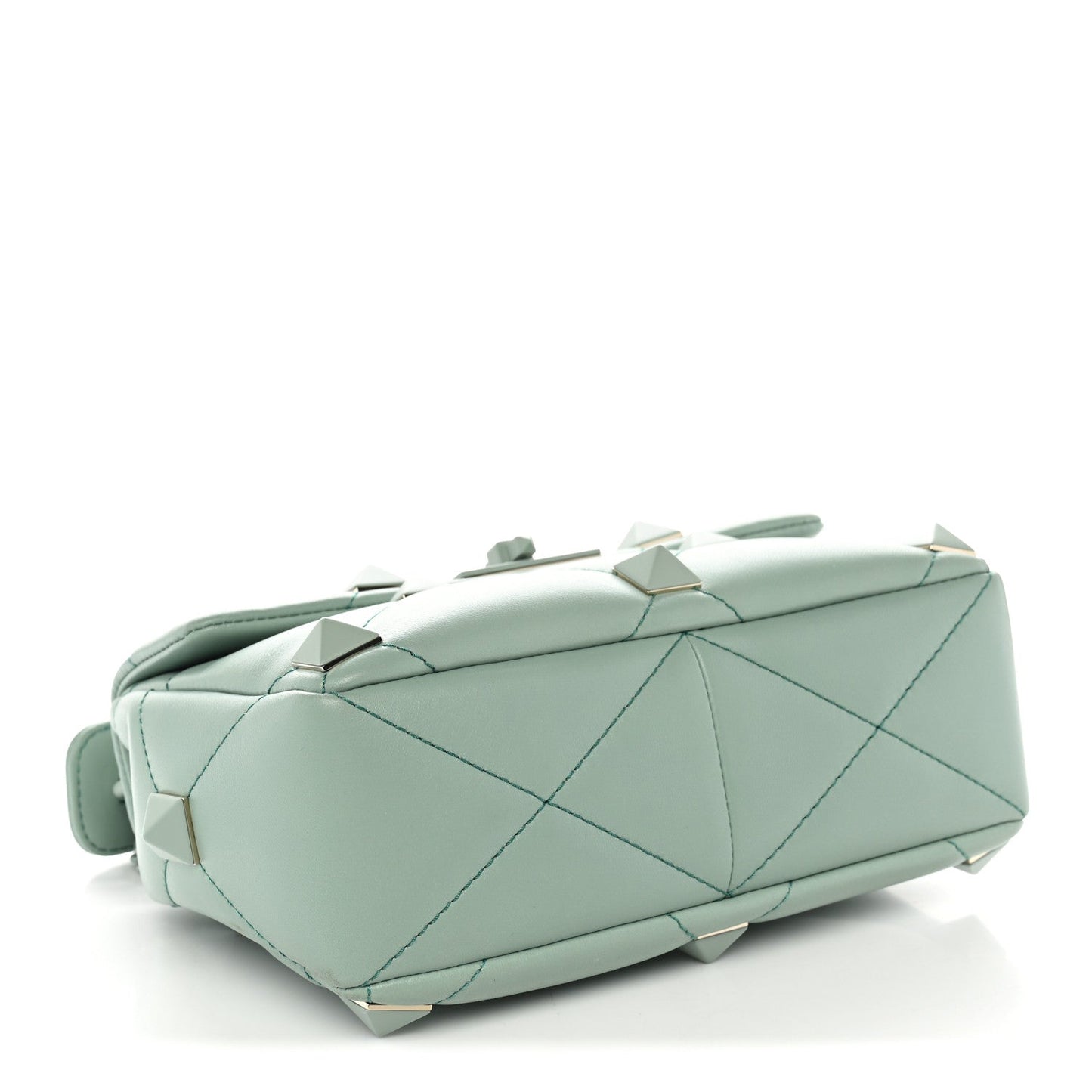Nappa Enamel Monochrome Medium Roman Stud Shoulder Bag Morning Dew