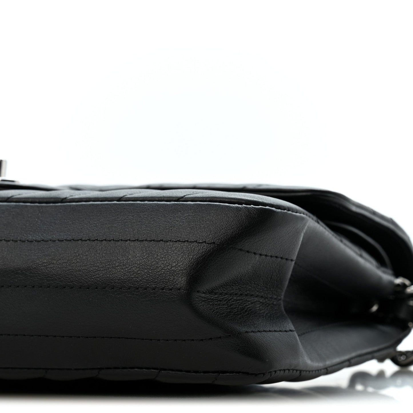 Lambskin Chevron Quilted Medium Double Flap Black