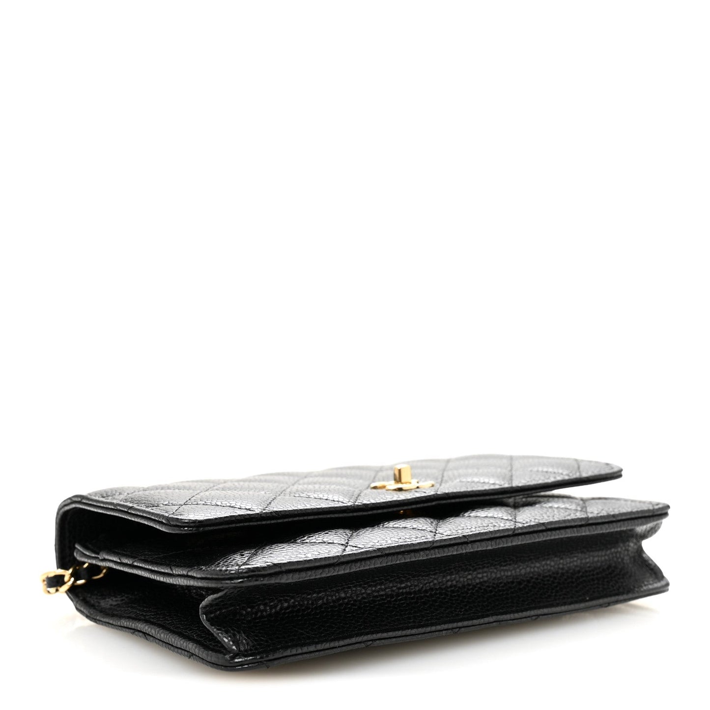 Caviar Quilted CC Turnlock Wallet On Chain WOC Black