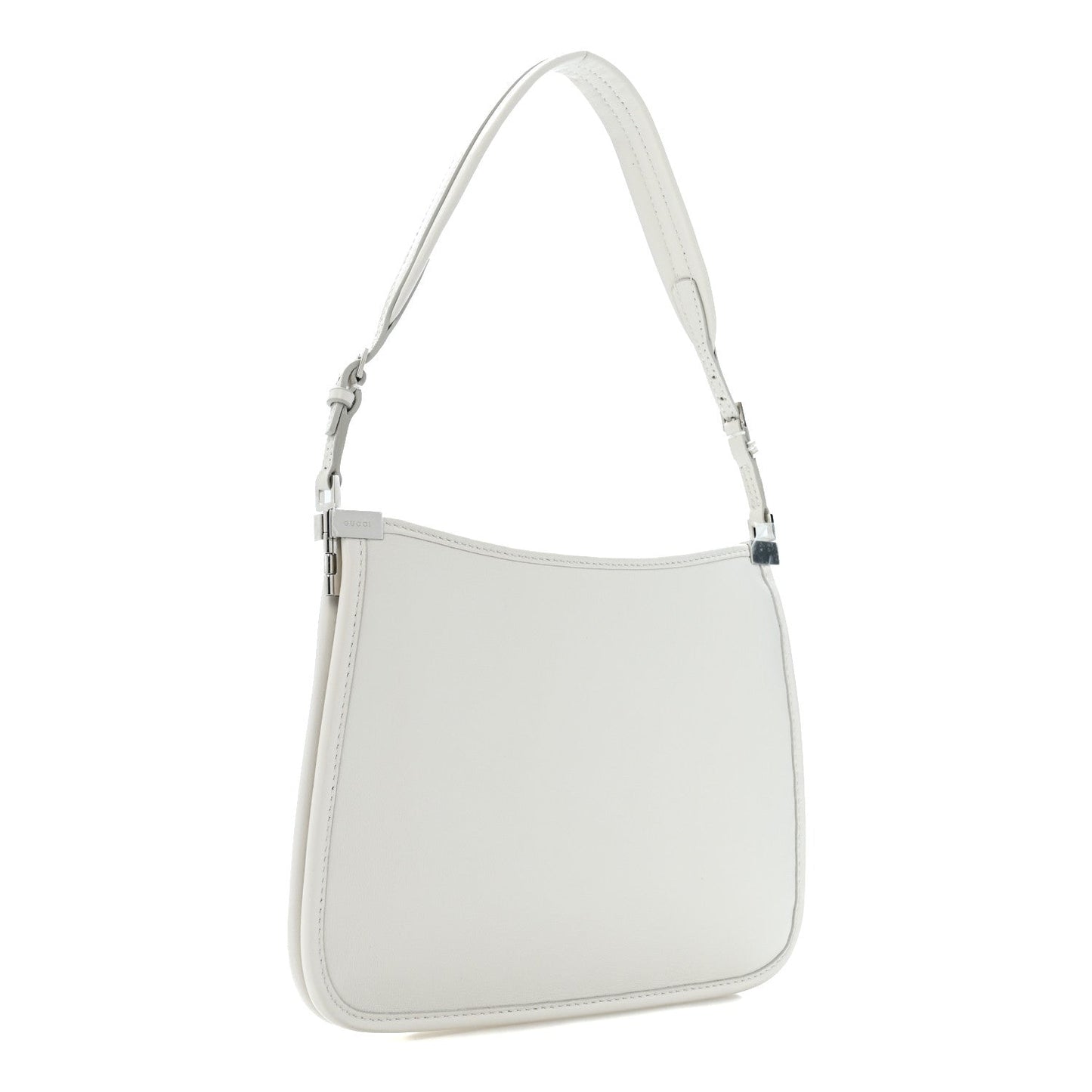 Calfskin Horsebit Slim Shoulder Bag White