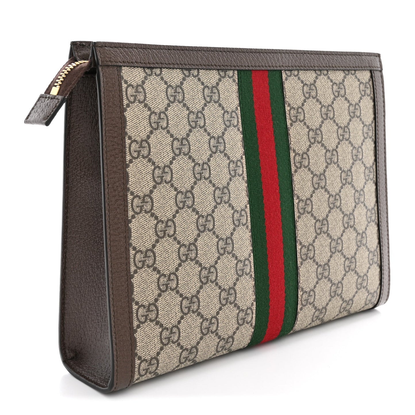 GG Supreme Monogram Web Ophidia Pouch Brown