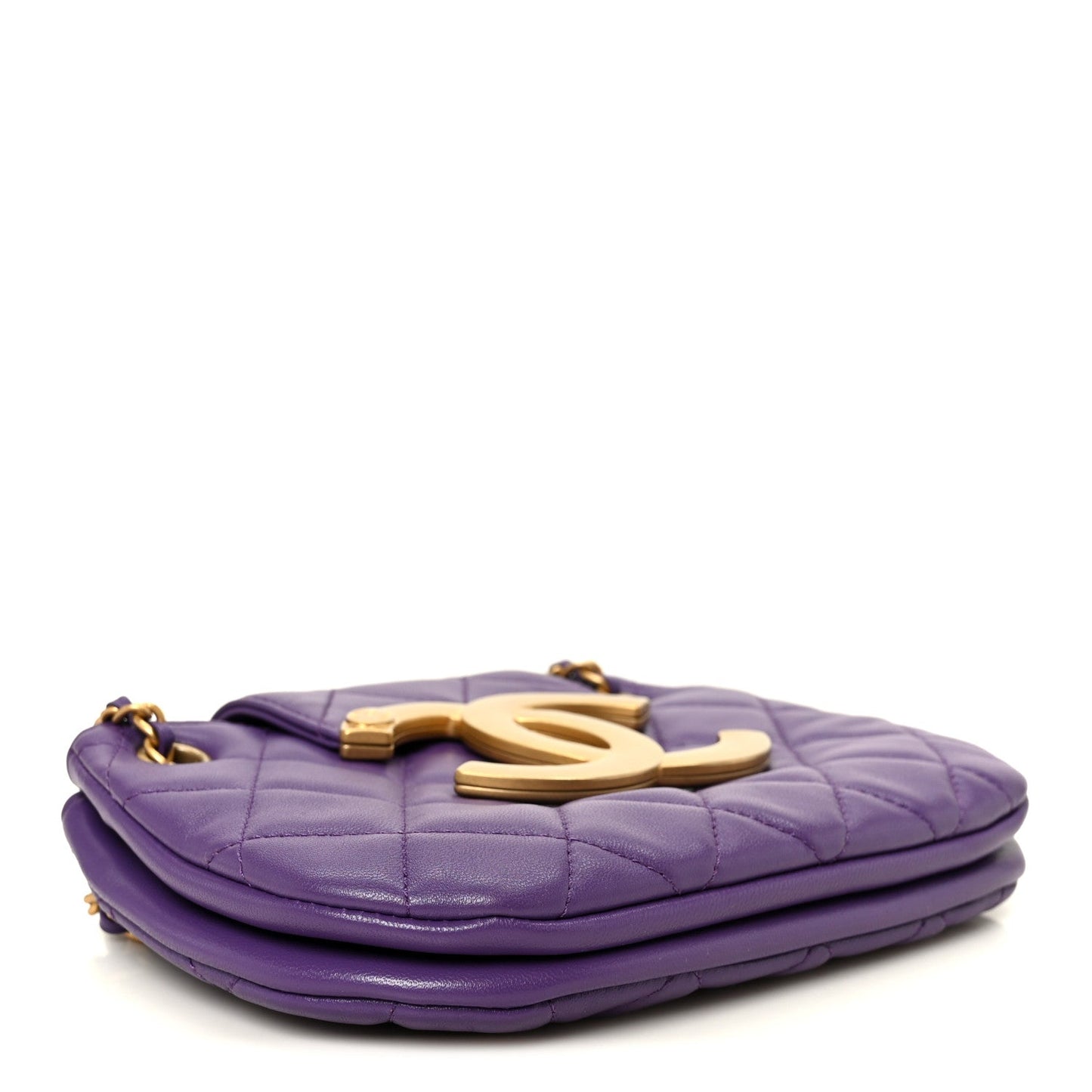 Lambskin Quilted Small Messenger Bag Purple