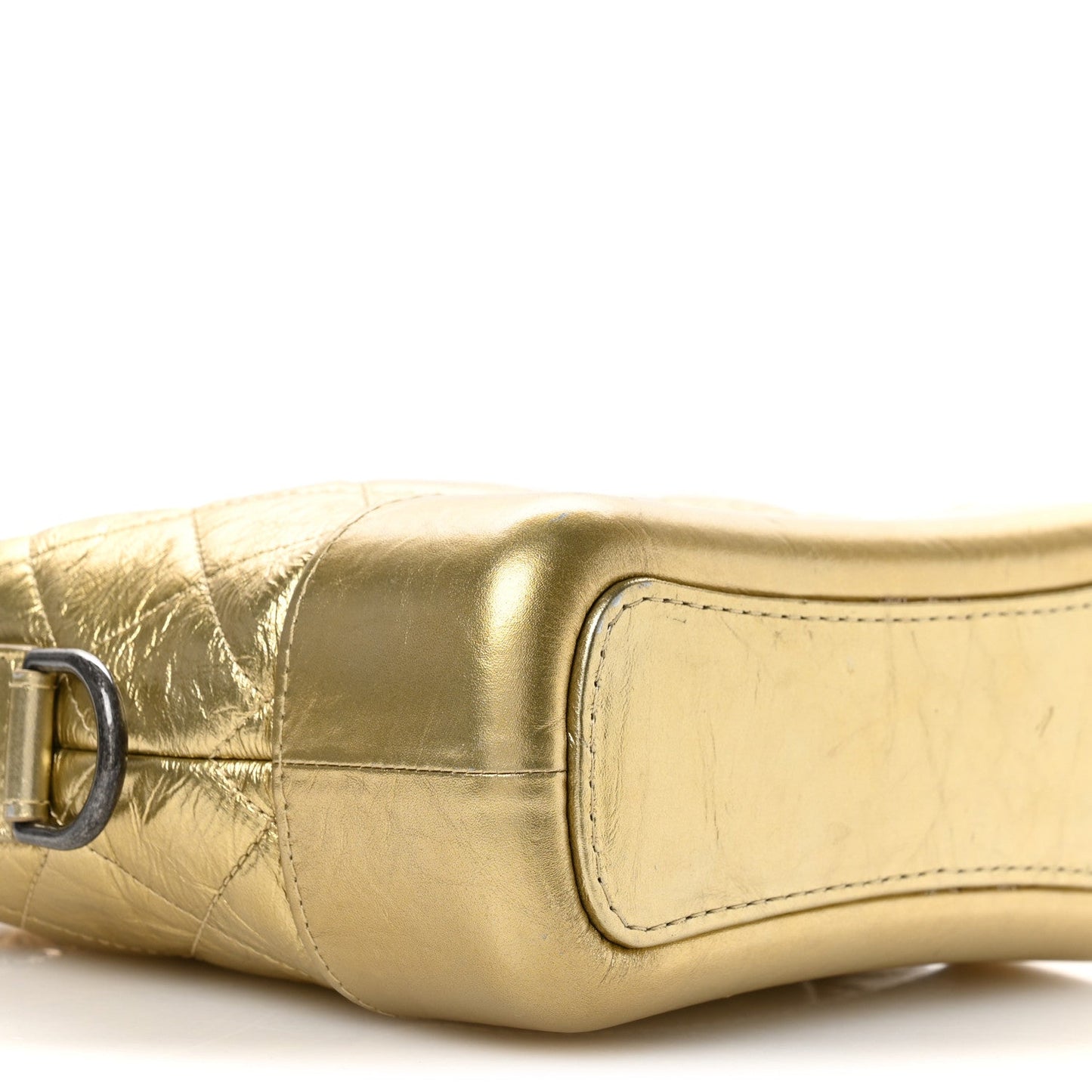 Metallic Aged Calfskin Quilted Small Gabrielle Hobo Gold
