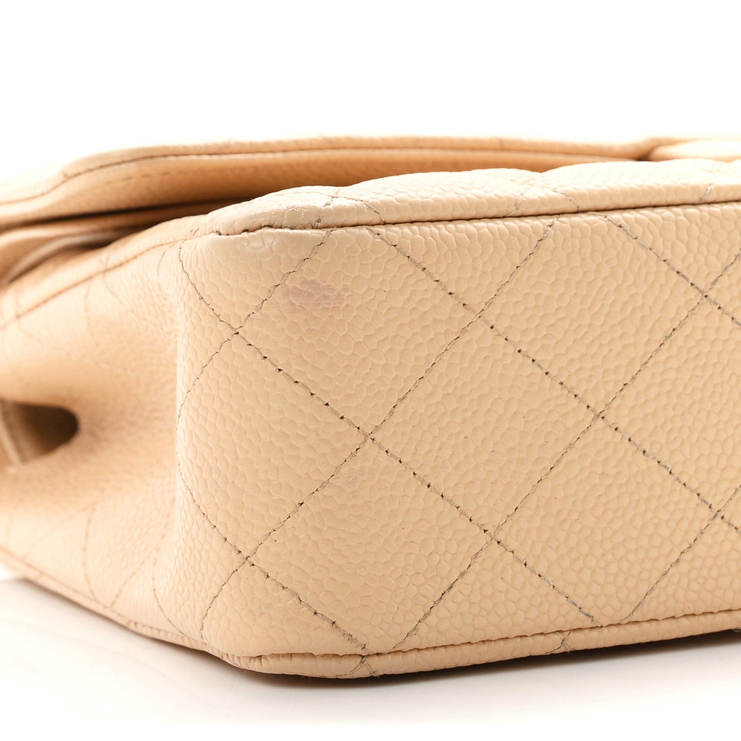 Caviar Quilted Medium Double Flap Beige