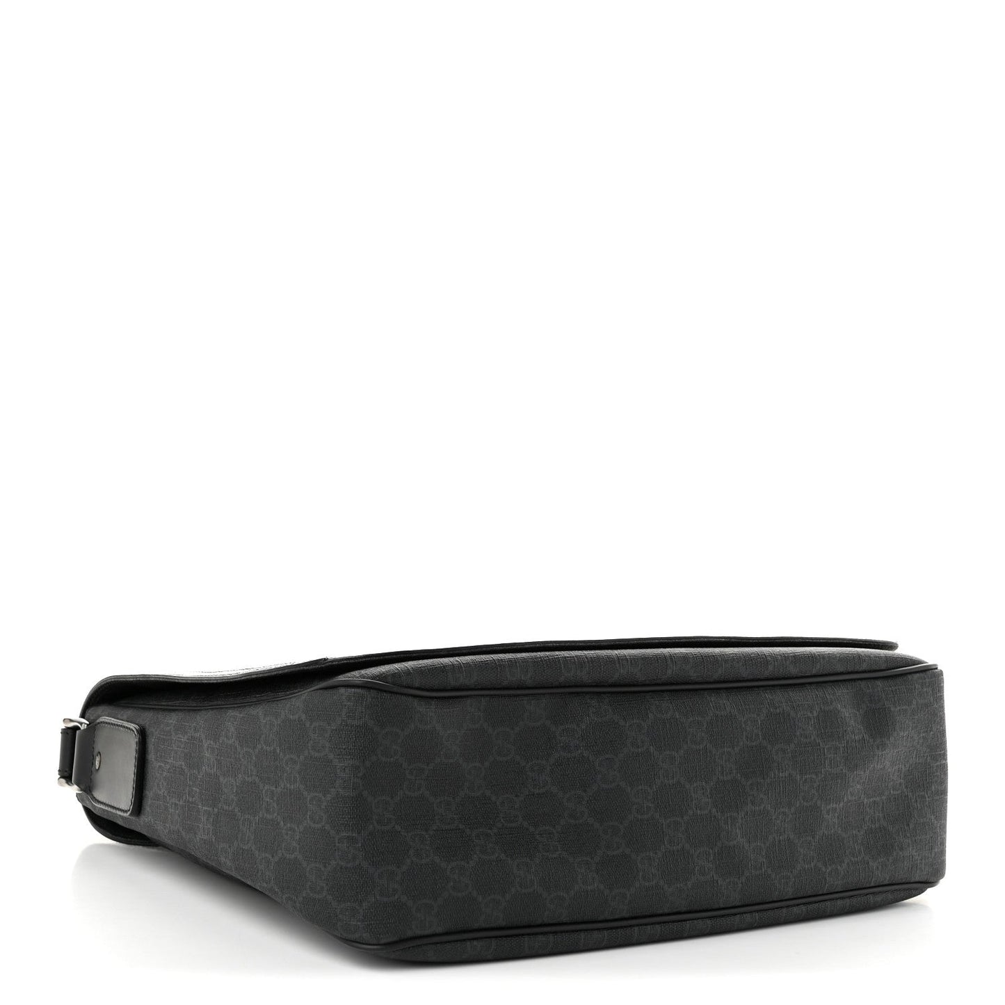 GG Supreme Monogram Flap Messenger Bag Black Grey