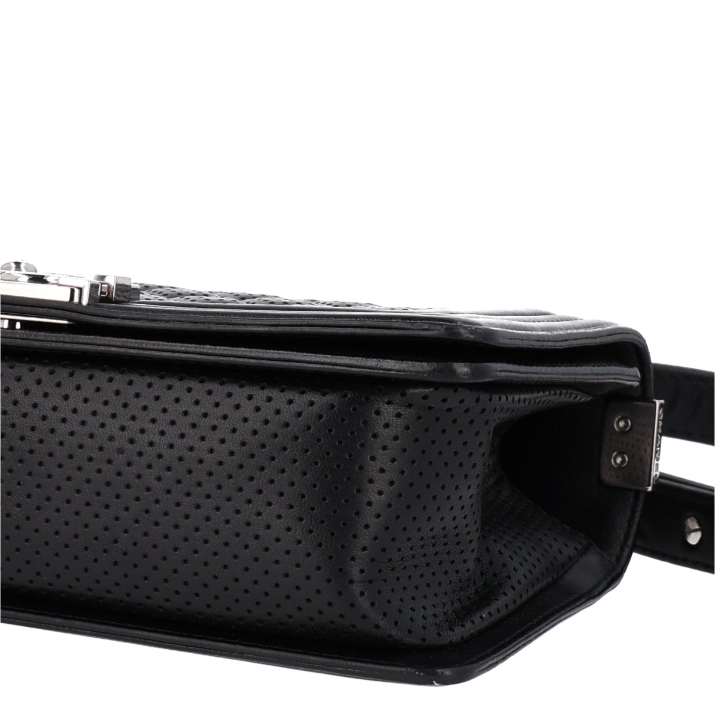 Lambskin Perforated Medium Boy Flap Black