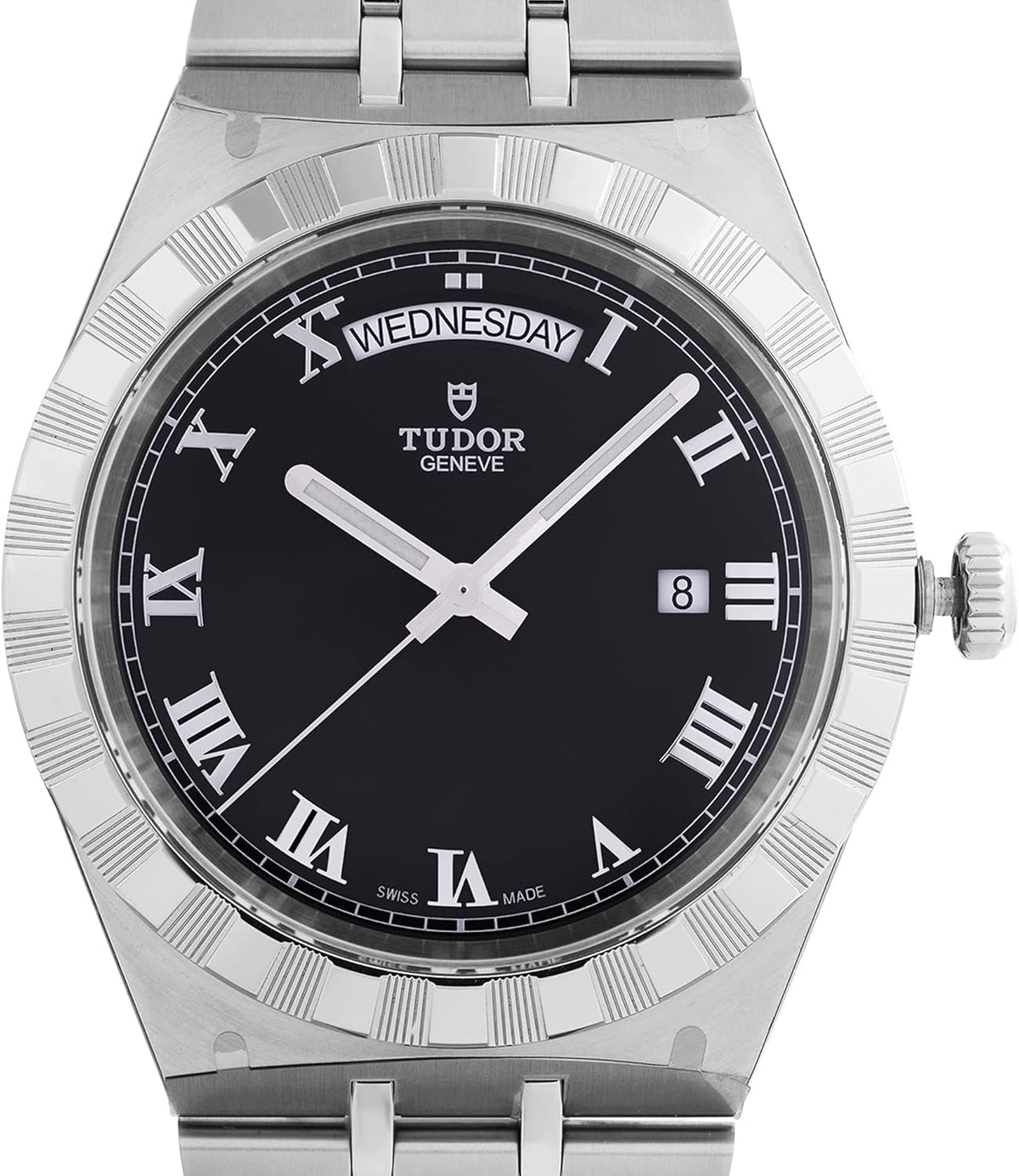 Tudor Royal Automatic Black Dial Silver Steel Strap Watch for Men - M28600-0003