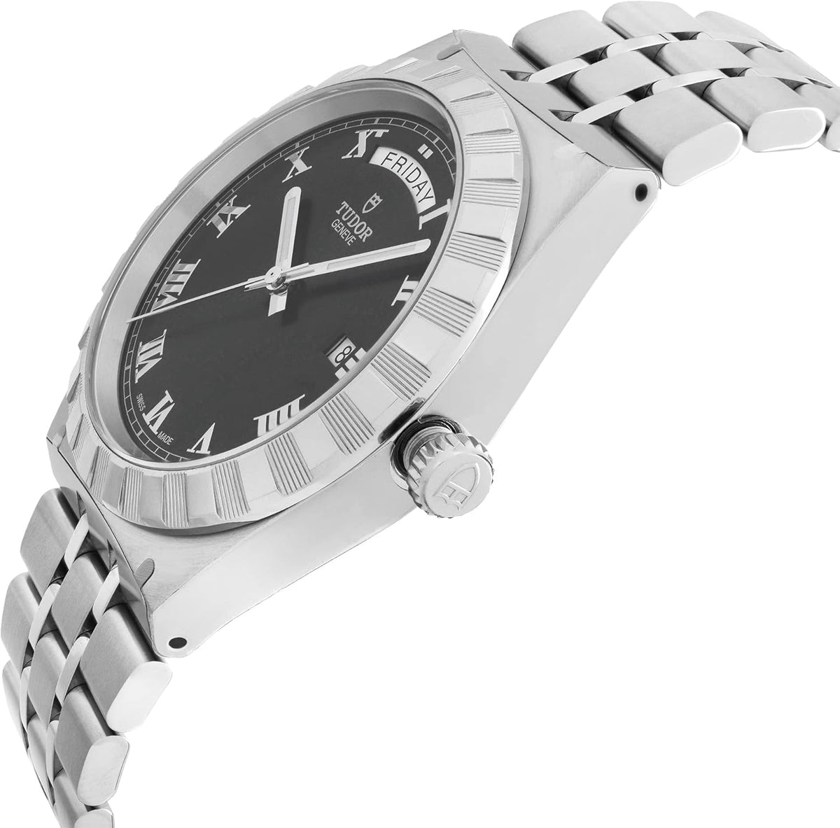 Tudor Royal Automatic Black Dial Silver Steel Strap Watch for Men - M28600-0003
