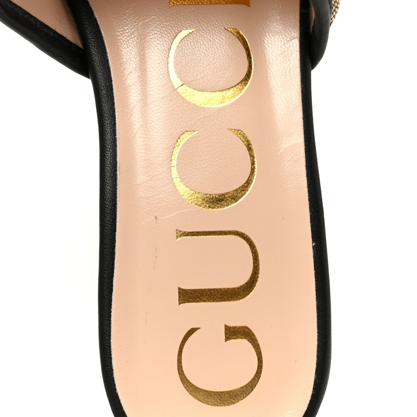 Monogram Matelasse Diagonal GG Marmont Flat Slide Sandals 35 Beige Ebony Black