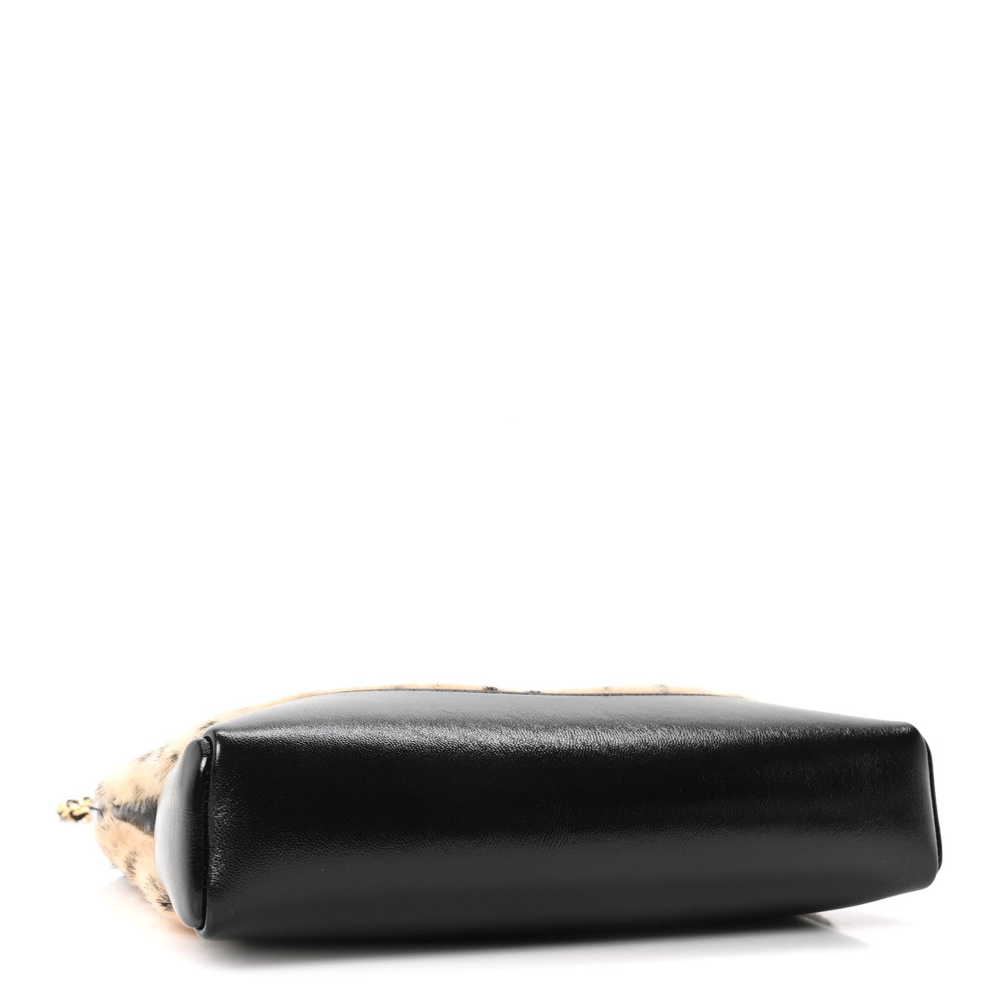Shiny Lambskin Pony Hair Cheetah Printed Mini 31 Shopping Bag Light Beige Black