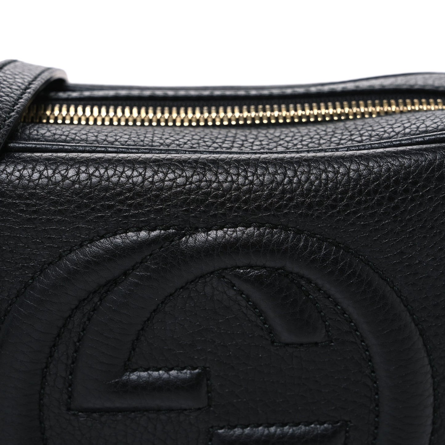 Pebbled Calfskin Small Soho Disco Bag Black