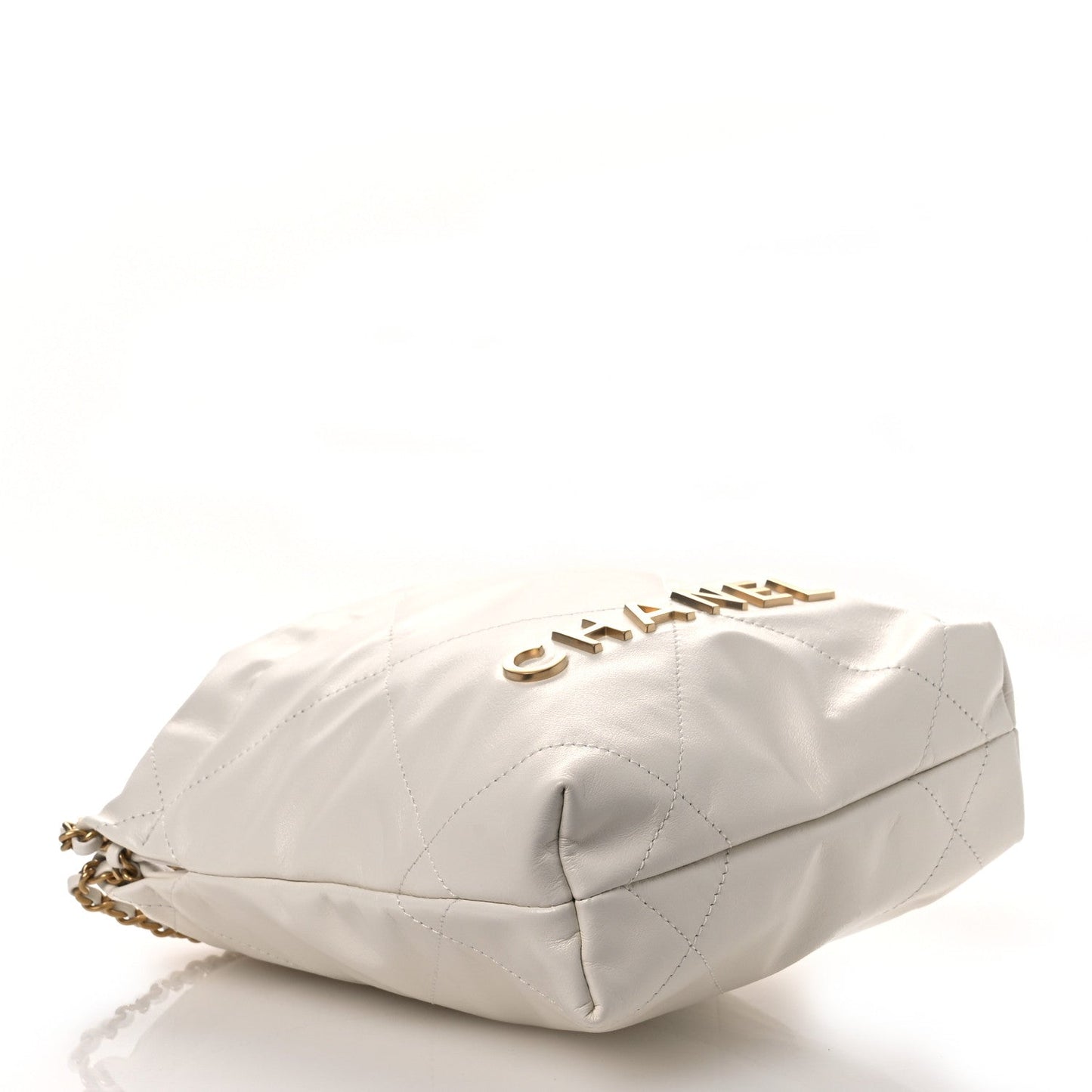 Shiny Calfskin Quilted Mini Chanel 22 White