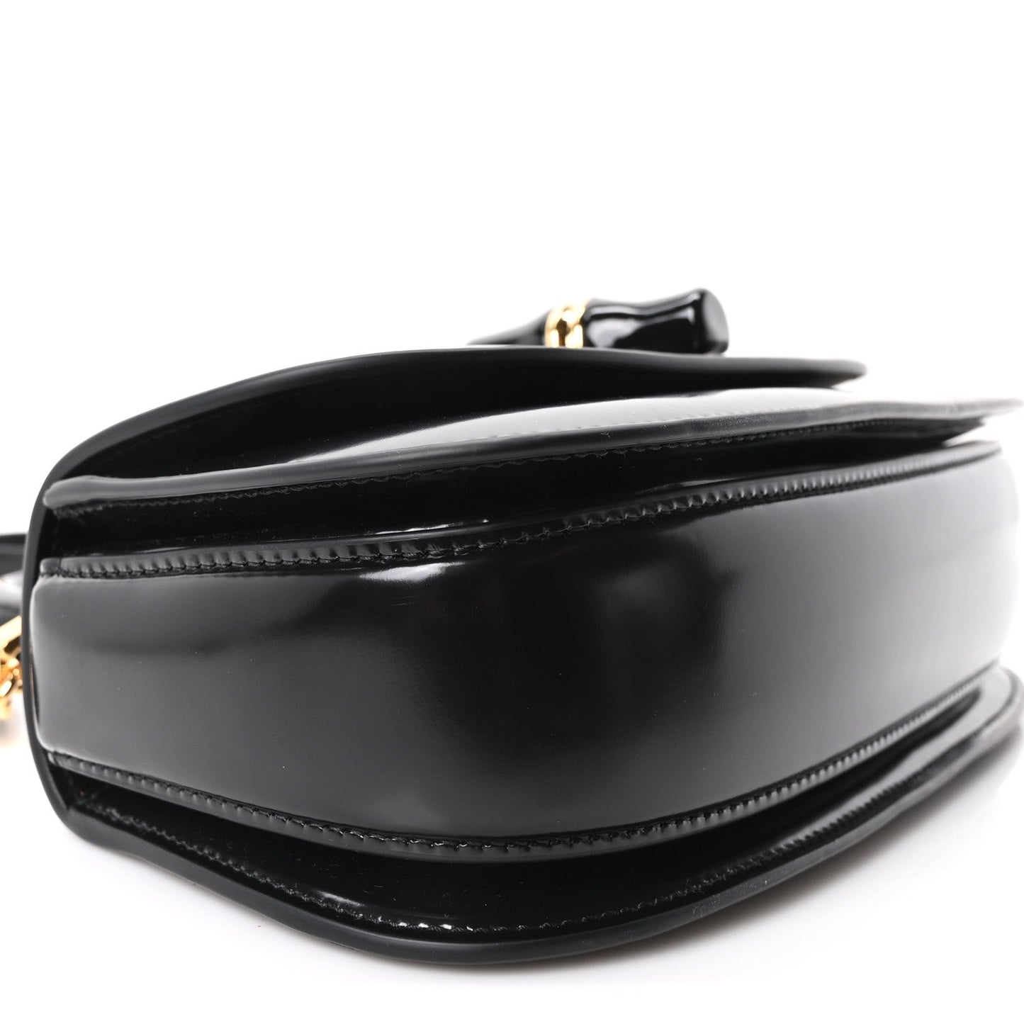 Shiny Polished Calfskin Medium Bamboo Diva Black