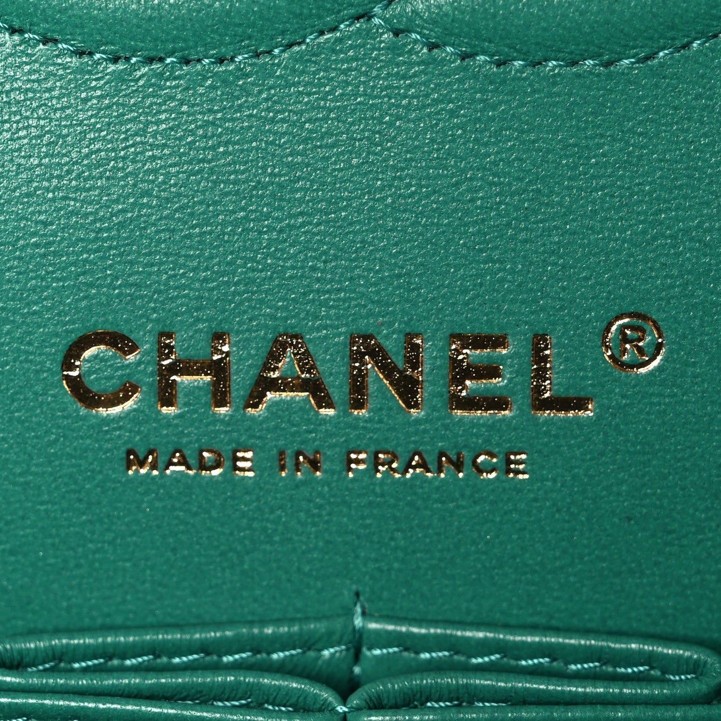 Iridescent Calfskin Quilted Medium Double Flap Green