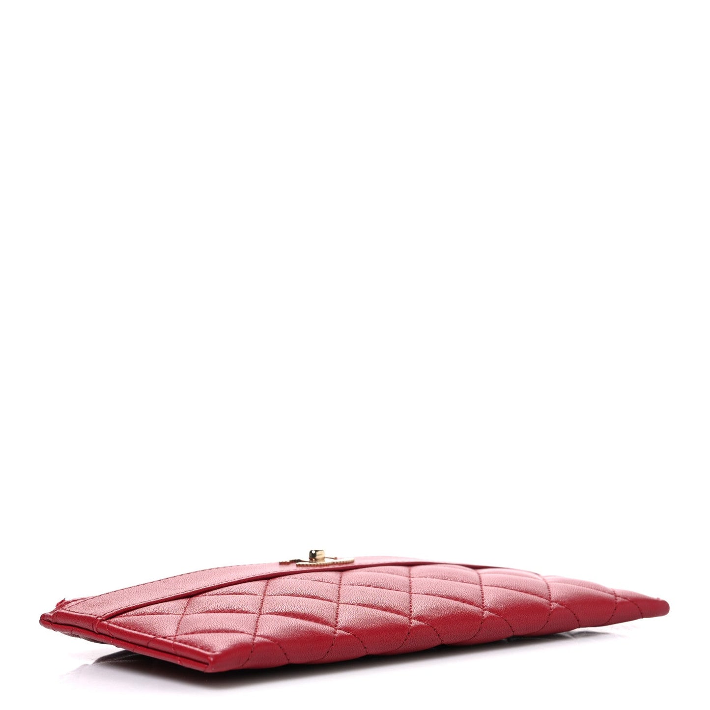 Sheepskin Quilted Mademoiselle Vintage Zip Pouch Red
