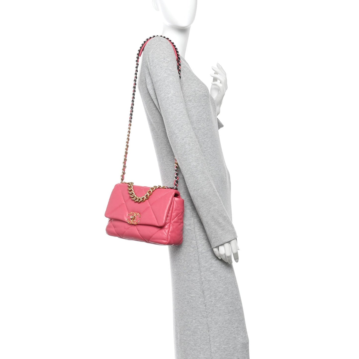 Lambskin Quilted Medium Chanel 19 Flap Light Pink