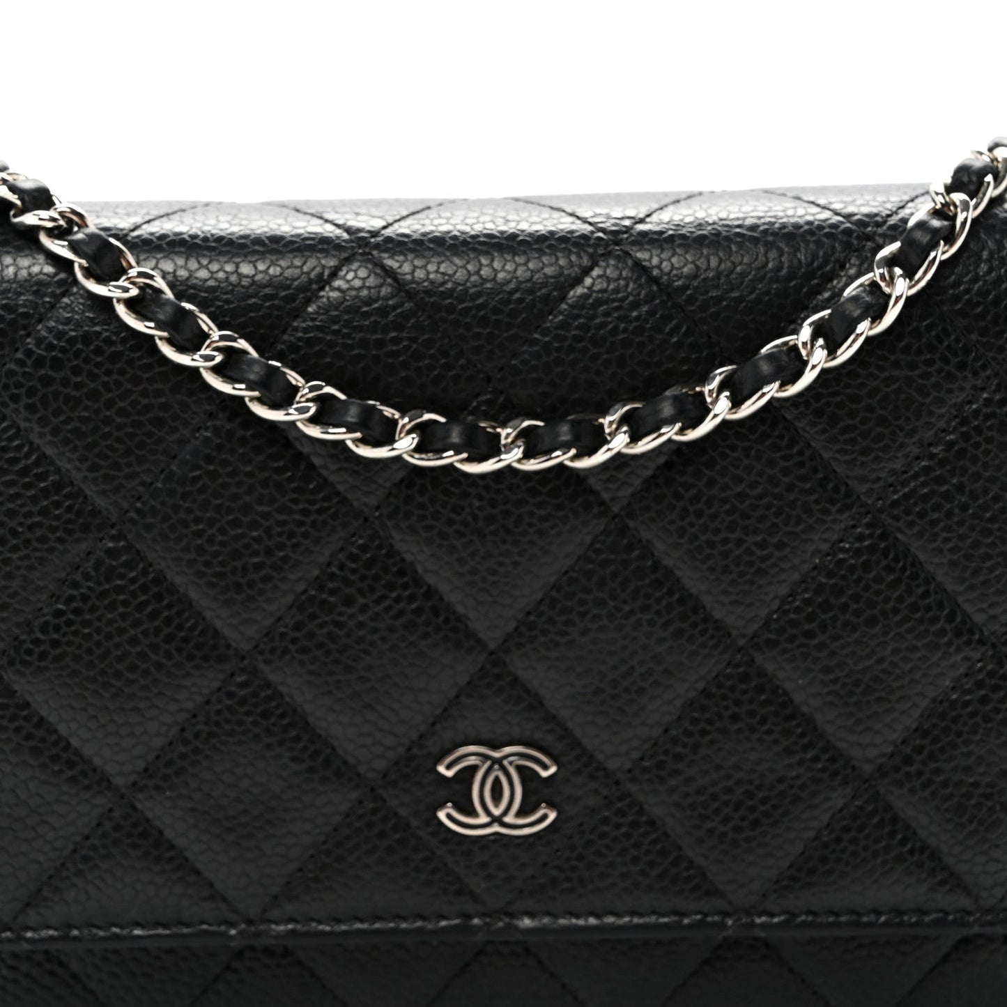 Caviar Quilted Wallet on Chain WOC Black