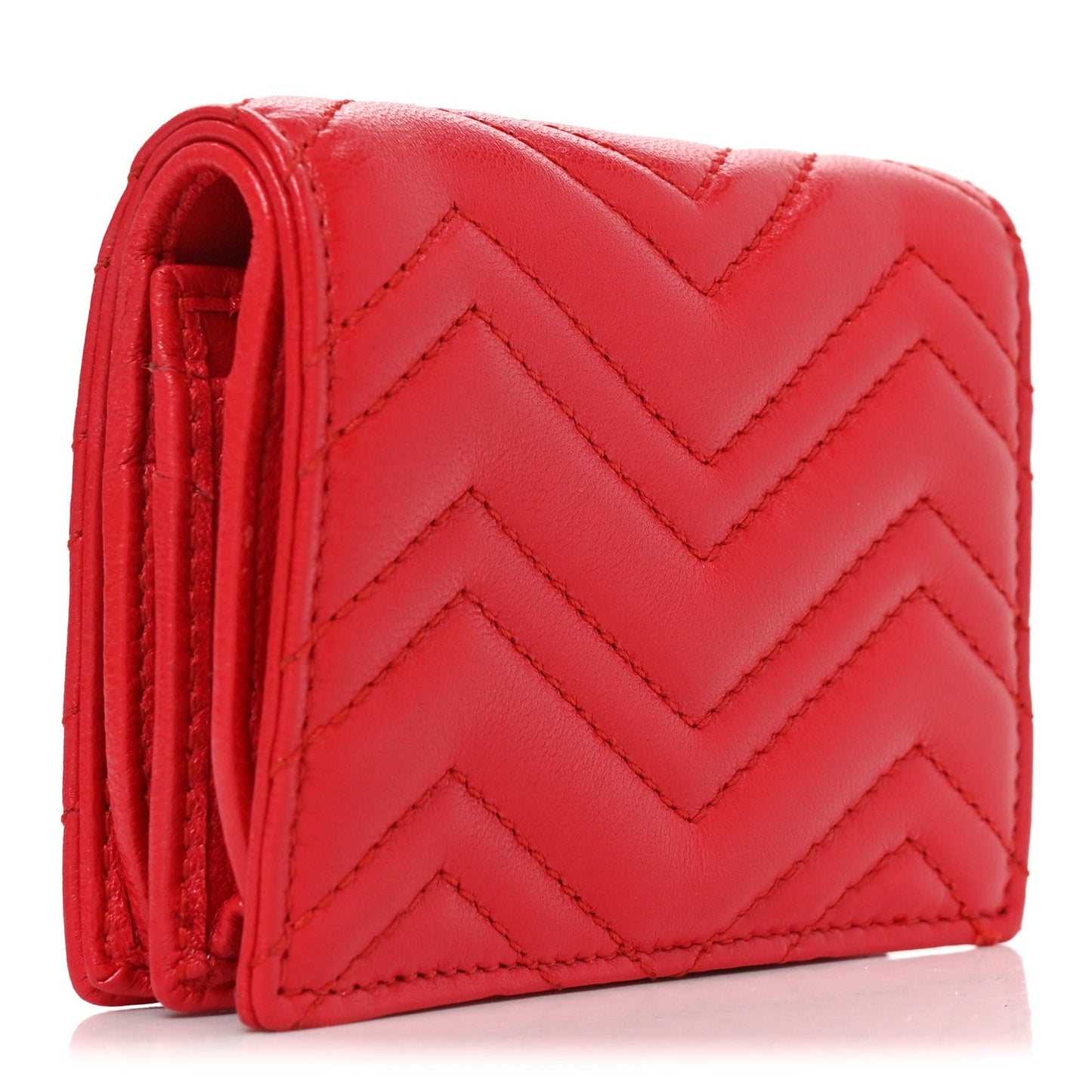 Calfskin Matelasse GG Marmont Card Case Wallet Bright Red