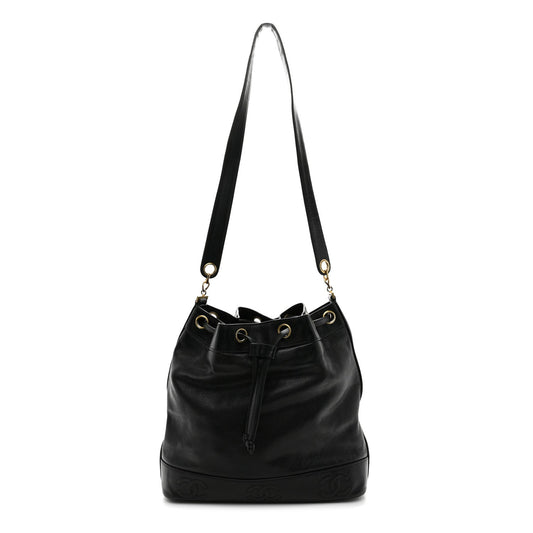 Caviar CC Drawstring Shoulder Bag Black
