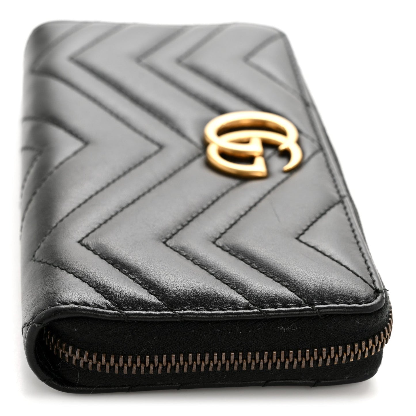 Calfskin Matelasse GG Marmont Zip Around Organizer Wallet Black