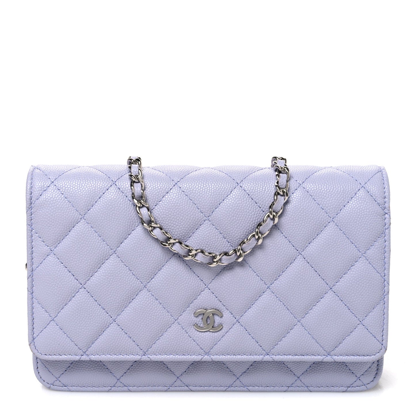 Caviar Quilted Wallet on Chain WOC Light Purple
