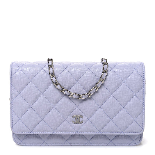 Caviar Quilted Wallet on Chain WOC Light Purple