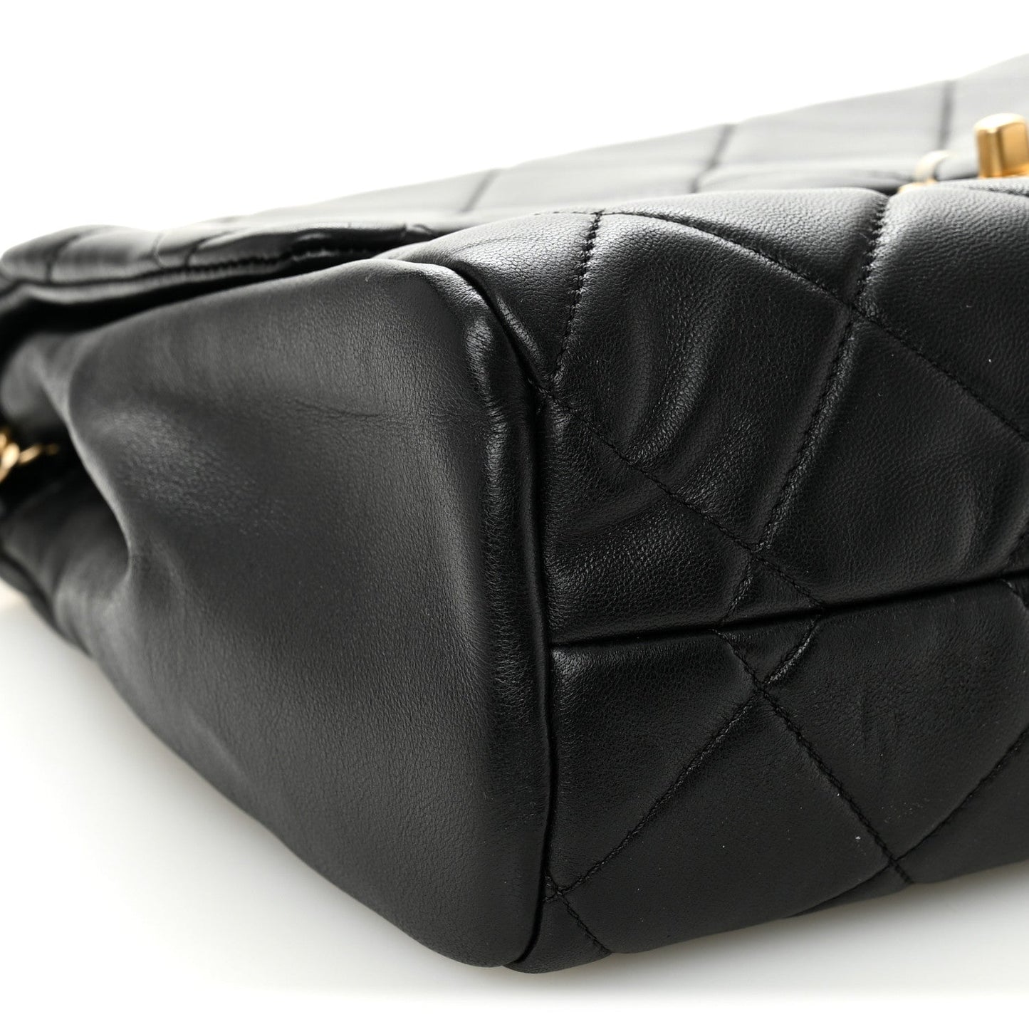 Lambskin Quilted Side Flap Black