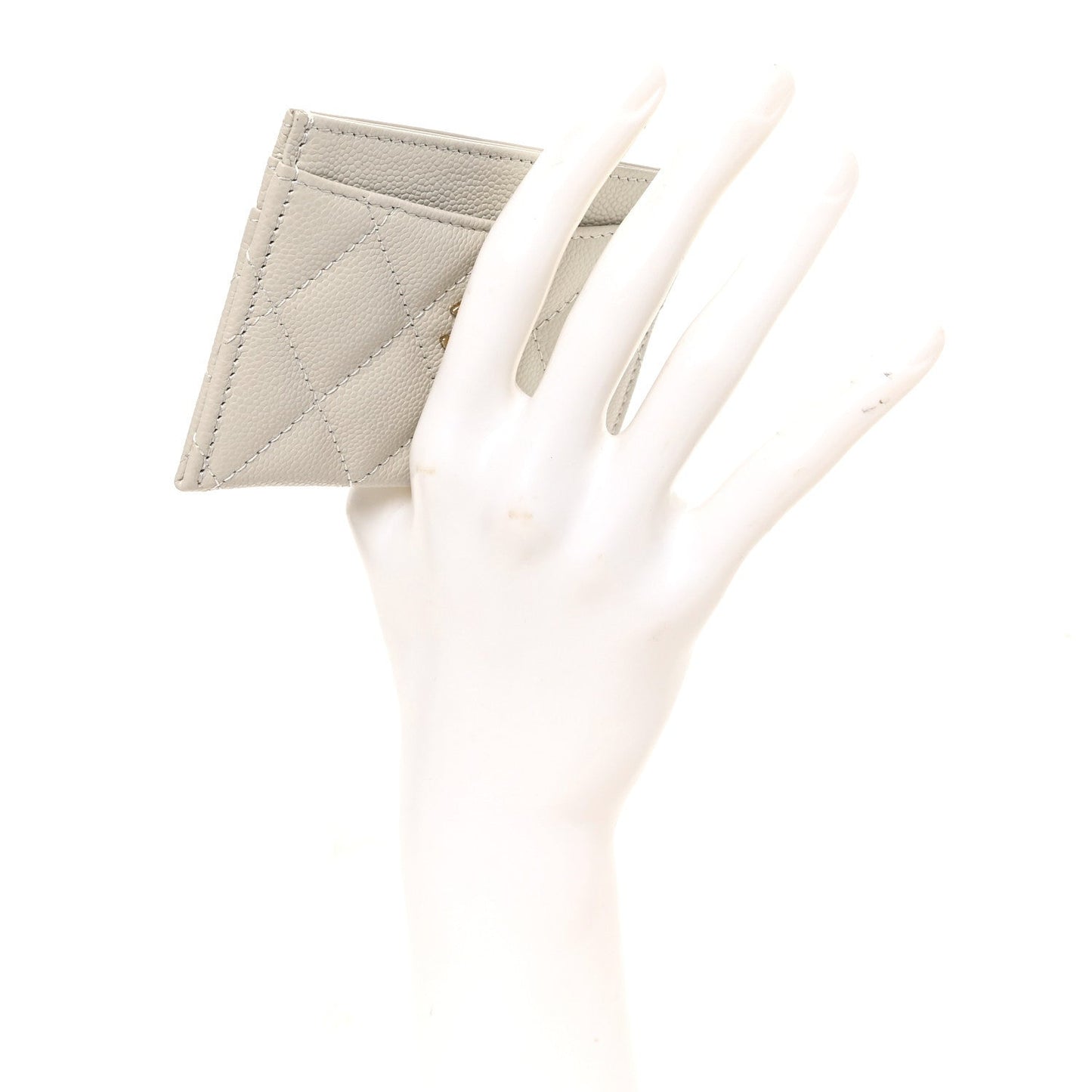 Caviar Quilted Card Holder Grey