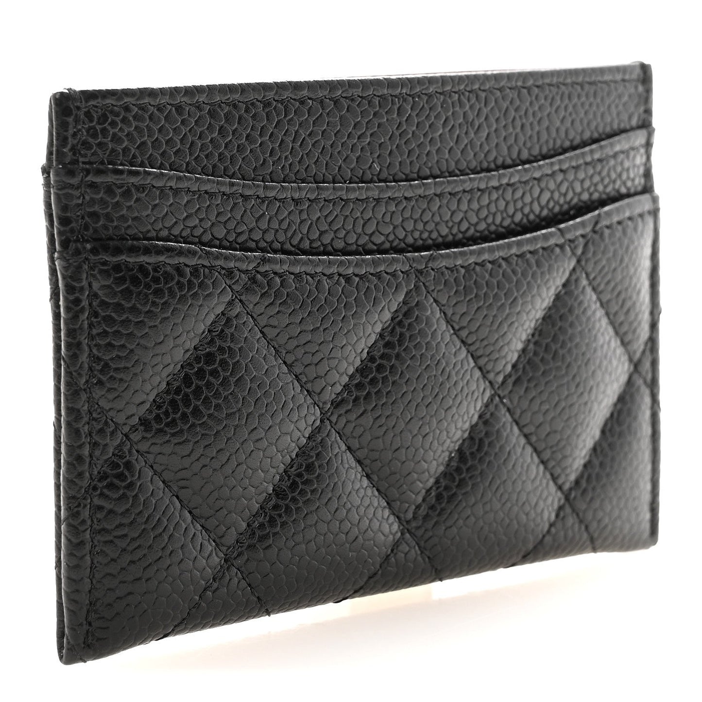 Caviar Quilted Card Holder Black