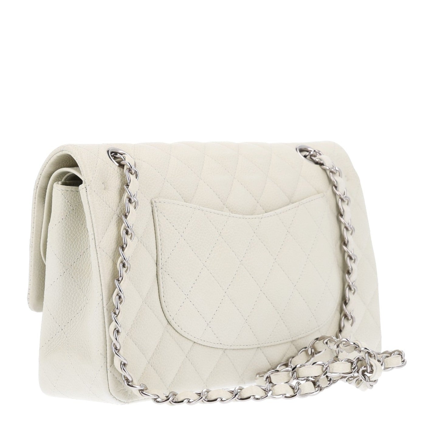 Caviar Quilted Medium Double Flap Light Green